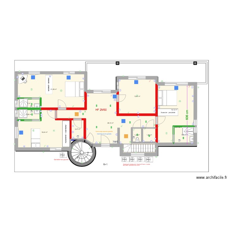 ASSAS R+1 septembre 2024. Plan de 11 pièces et 111 m2