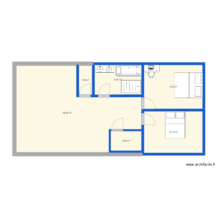 flo. Plan de 6 pièces et 77 m2