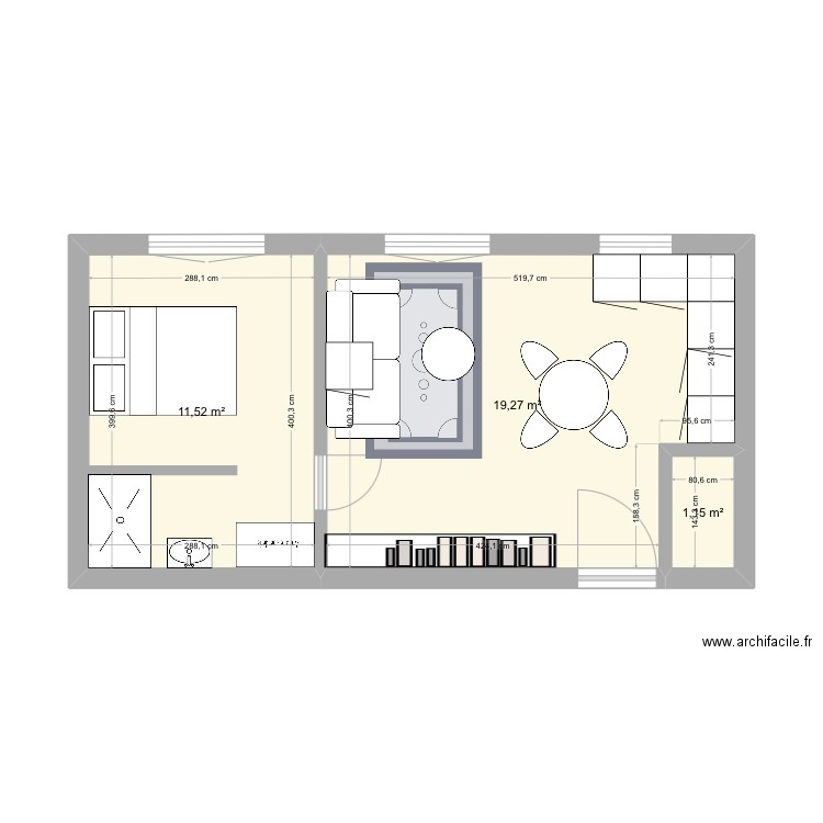 Duhesme2. Plan de 3 pièces et 32 m2