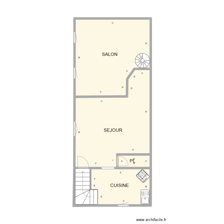 ETAGE 01 CAVEIRAC. Plan de 5 pièces et 40 m2