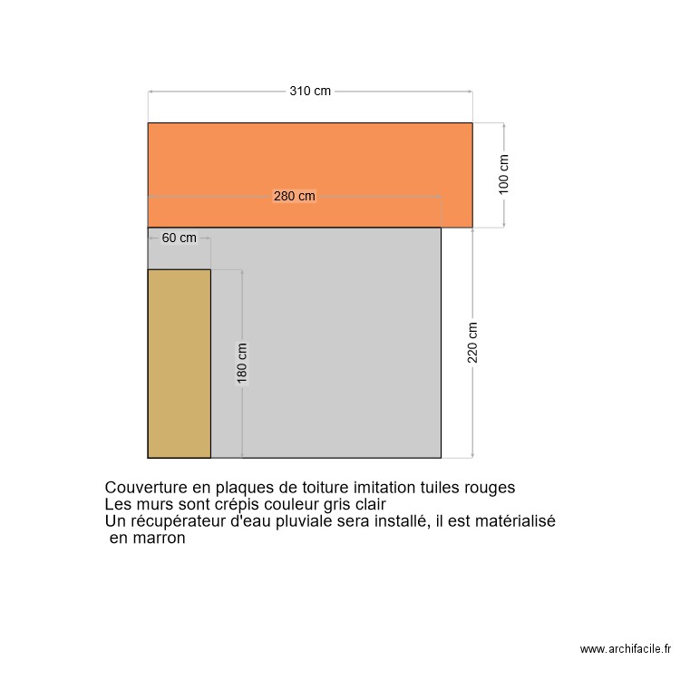 Plan de face abri de jardin (face nord). Plan de 0 pièce et 0 m2