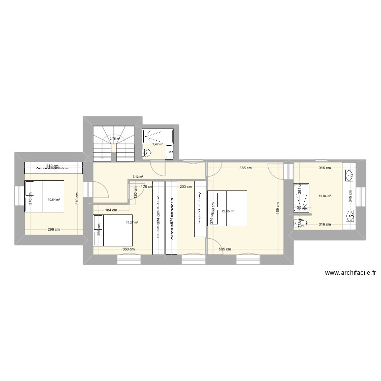 brimont etage1. Plan de 7 pièces et 71 m2