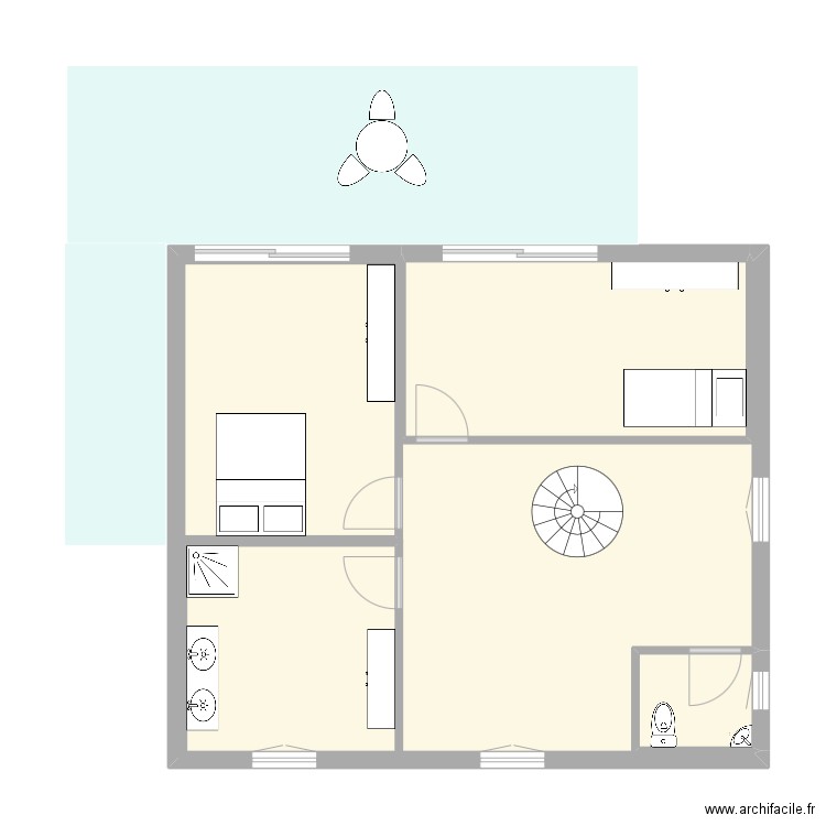 Projet 1 - Maison 3 - Etage. Plan de 5 pièces et 89 m2