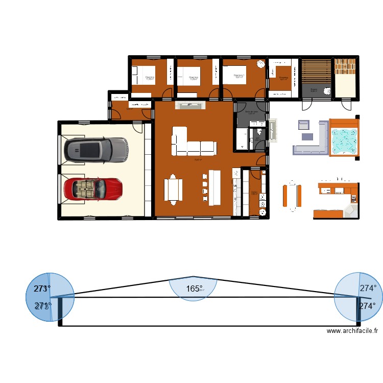 Chalet 2.1.6. Plan de 13 pièces et 234 m2