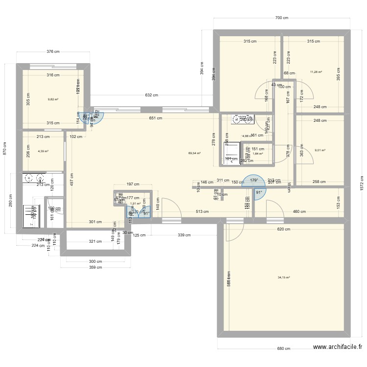 plan3. Plan de 9 pièces et 146 m2