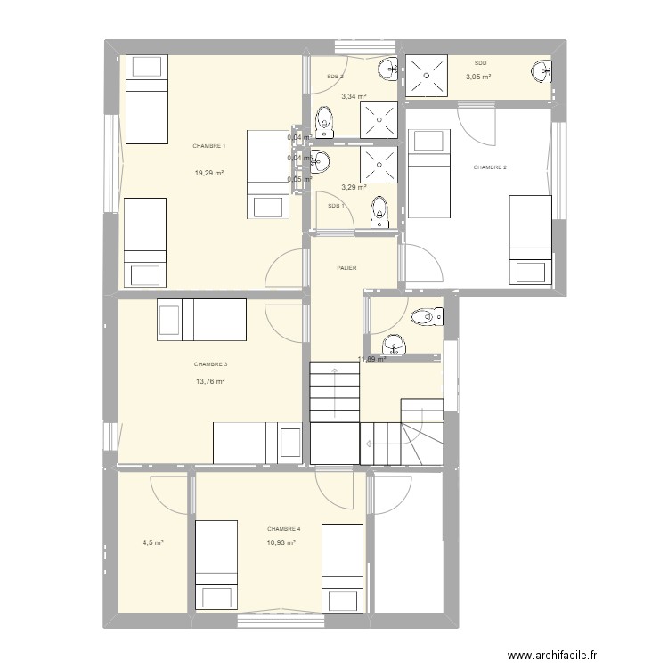 Maison du jardinier   P1. Plan de 11 pièces et 70 m2