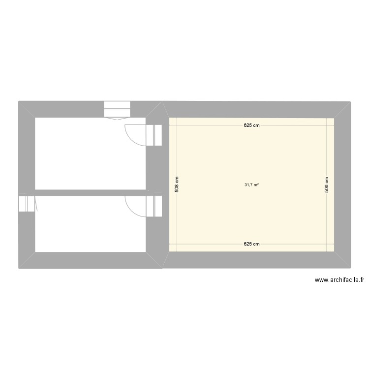 maison. Plan de 1 pièce et 32 m2