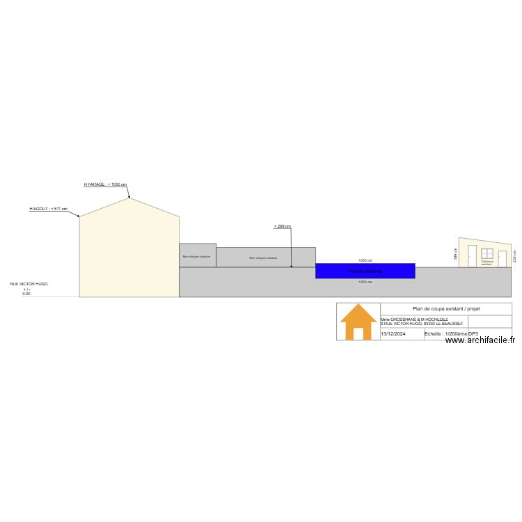 plan de coupe projet. Plan de 0 pièce et 0 m2