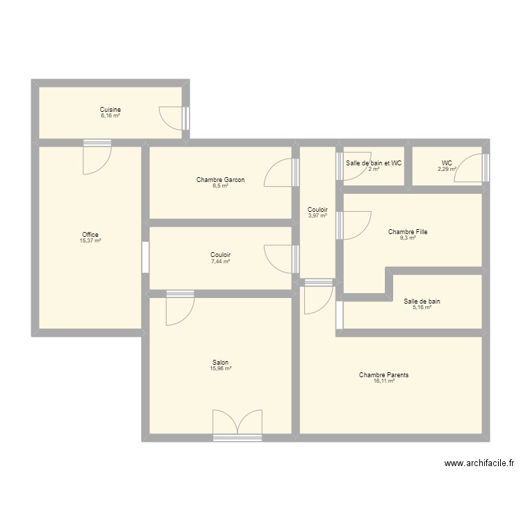 MAISON JEAN PAUL. Plan de 11 pièces et 92 m2