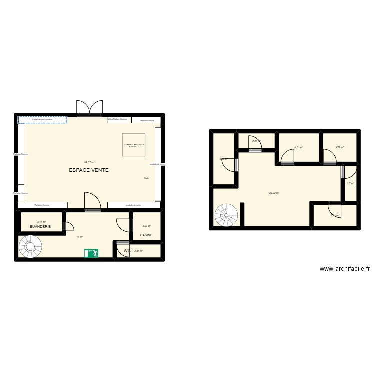 Plan des locaux marionnaud . Plan de 12 pièces et 118 m2