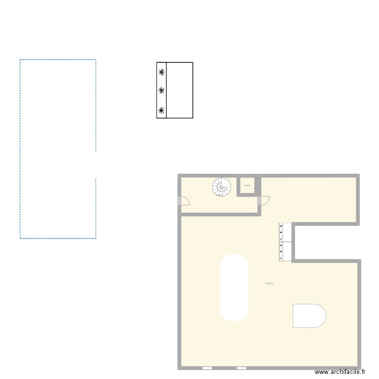 plan. Plan de 3 pièces et 252 m2