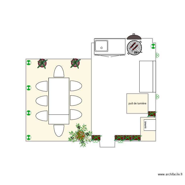 Terrasse n°2. Plan de 3 pièces et 9 m2