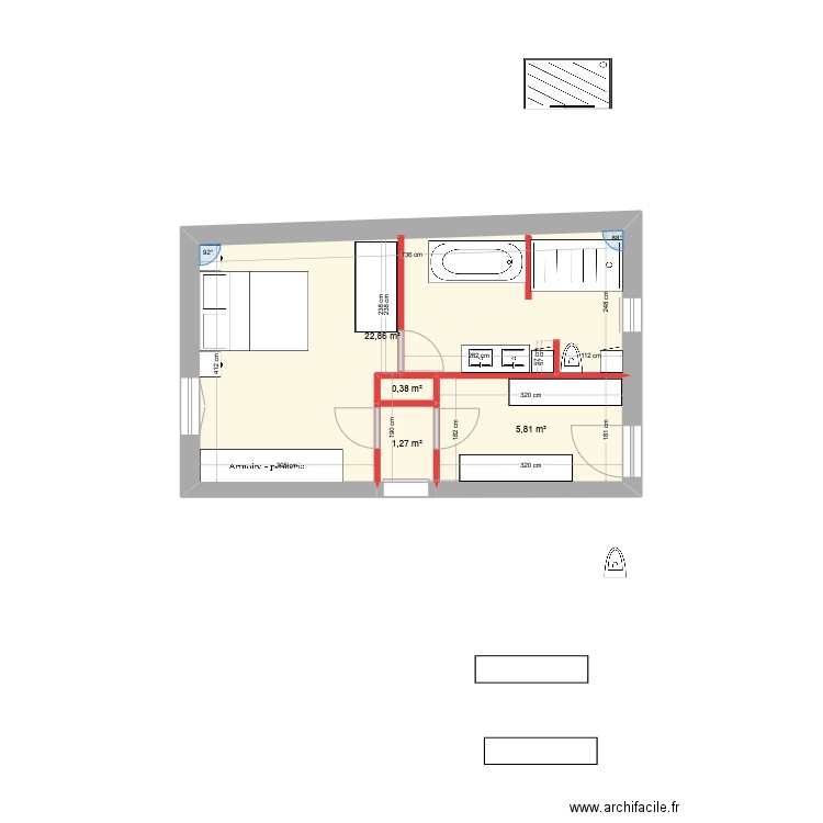 extension3. Plan de 4 pièces et 30 m2