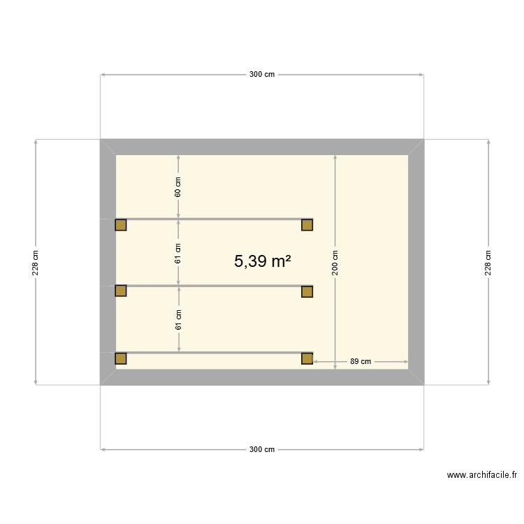 Lits superposés 01. Plan de 1 pièce et 5 m2