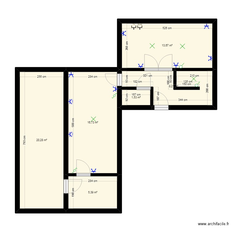 Realisation projet. Plan de 6 pièces et 66 m2