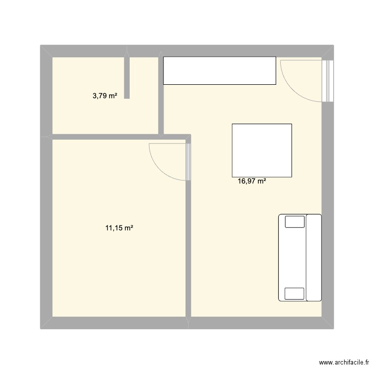 Base. Plan de 3 pièces et 32 m2