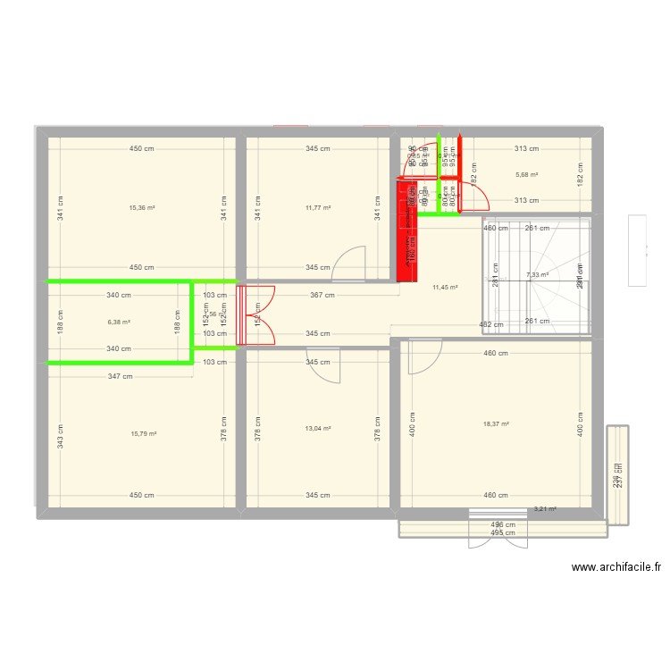 Creteil Casse. Plan de 26 pièces et 217 m2