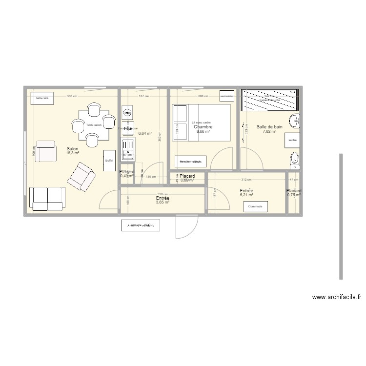 f2gerfleur. Plan de 9 pièces et 52 m2