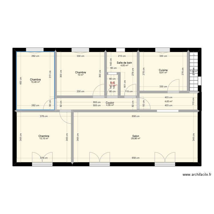 Maison . Plan de 10 pièces et 89 m2