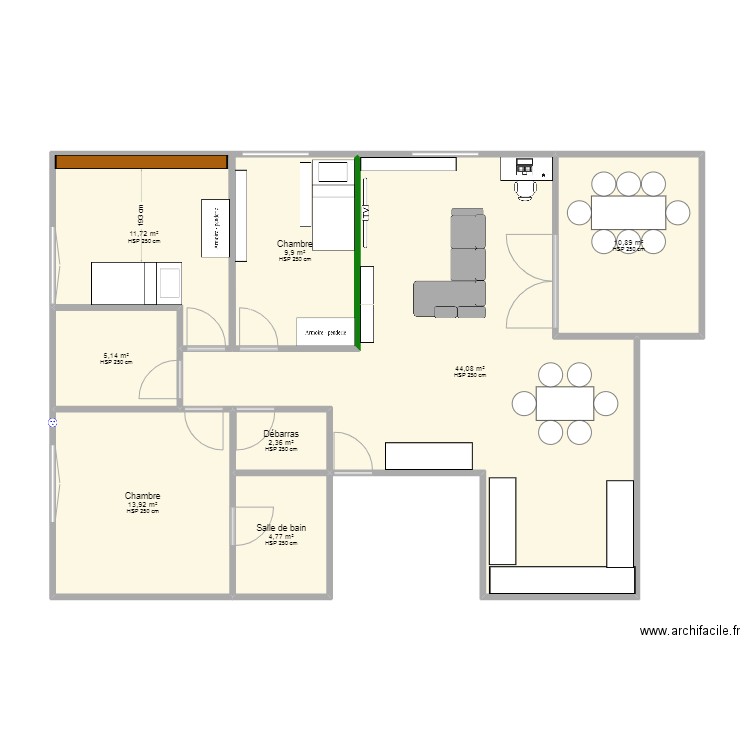 Clos Perroud 59 / Siiriez. Plan de 8 pièces et 103 m2