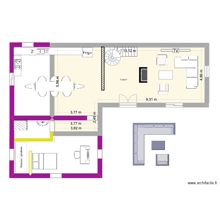 Maison Gouvieux. Plan de 1 pièce et 72 m2