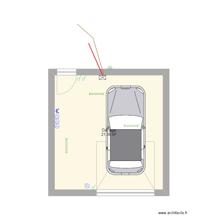 garage. Plan de 1 pièce et 21 m2