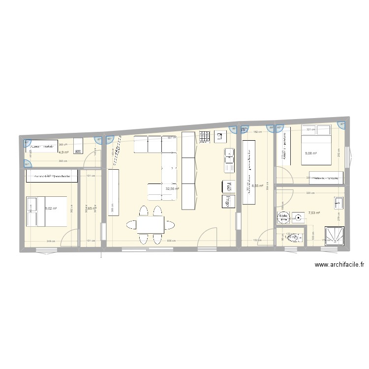 projet 1. Plan de 8 pièces et 76 m2