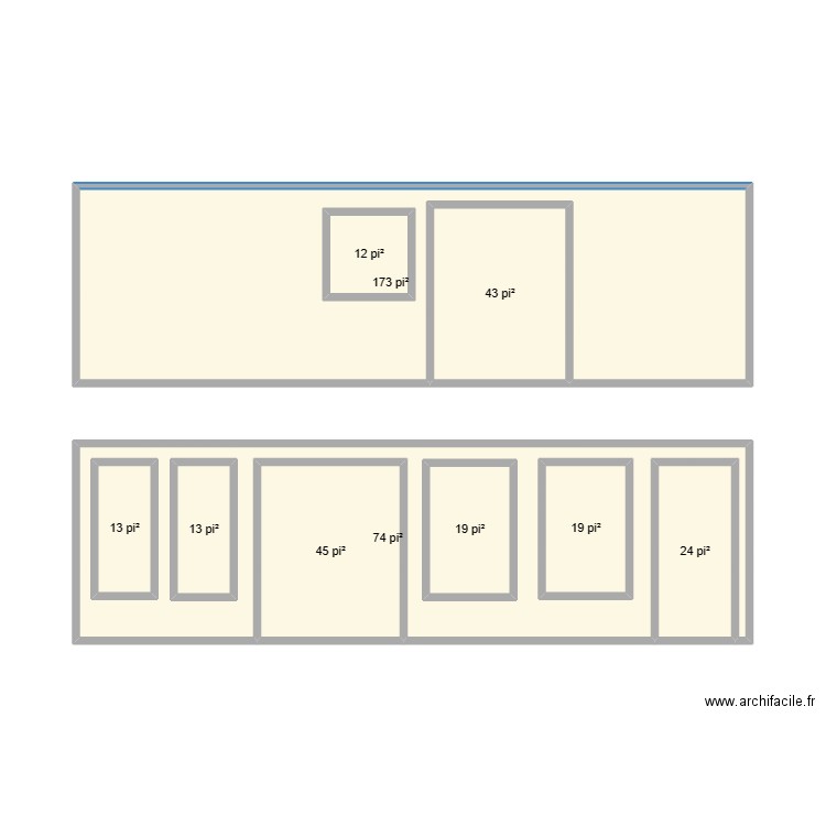 Mur arrière. Plan de 10 pièces et 49 m2