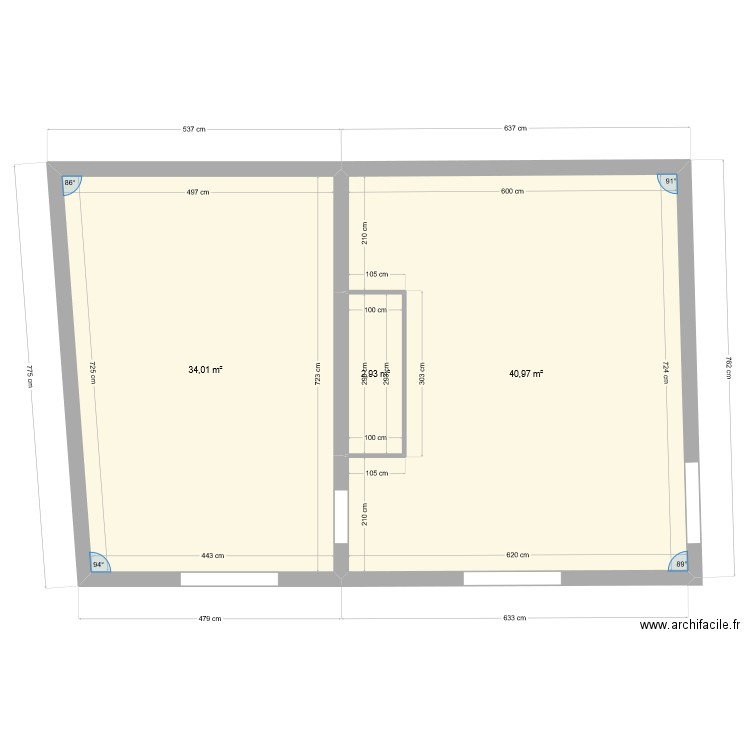 SURCAMPS. Plan de 3 pièces et 78 m2