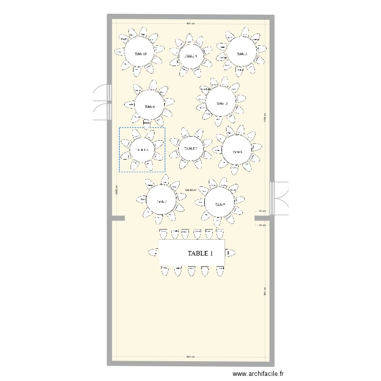 Plan de table Mariage. Plan de 1 pièce et 200 m2