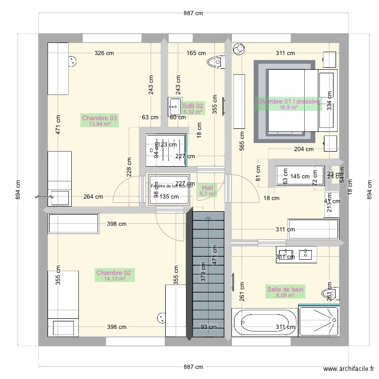 EXO ARCHIFACIL ANISSA. Plan de 6 pièces et 65 m2