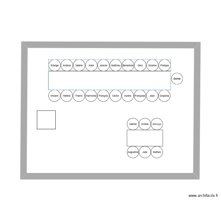 2plan table mariage. Plan de 1 pièce et 38 m2