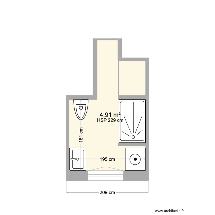 SDE RDC Fontaine. Plan de 1 pièce et 5 m2