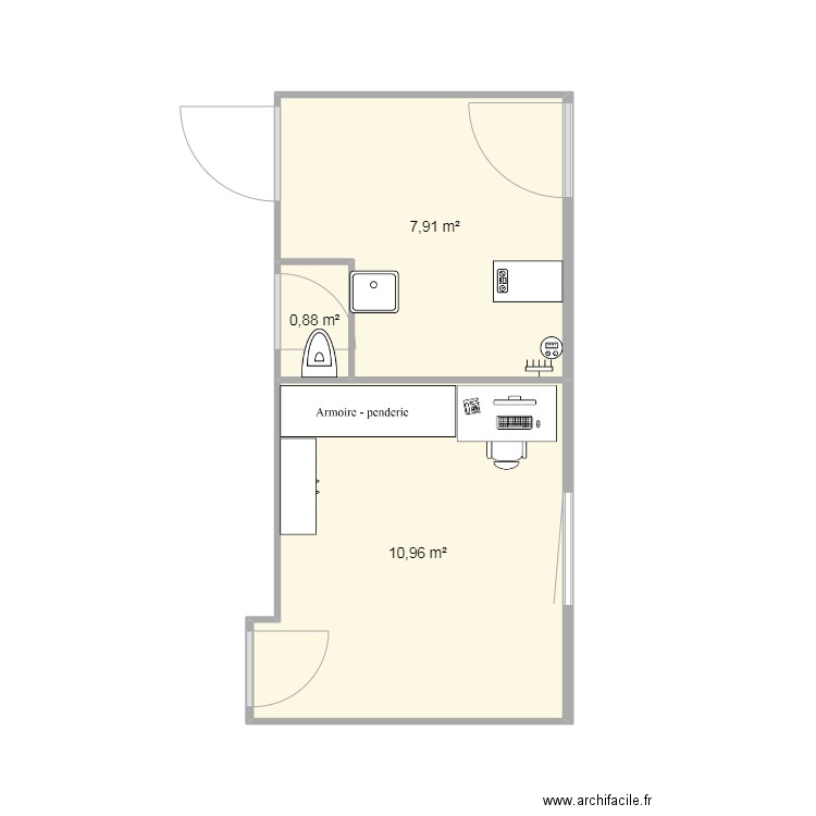 louhans. Plan de 3 pièces et 20 m2