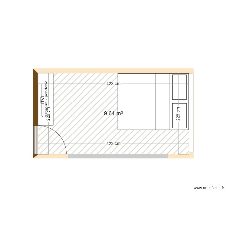 Lora projection. Plan de 1 pièce et 10 m2