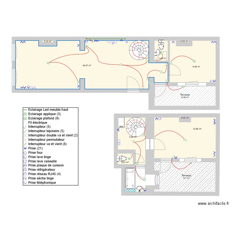 hollande TICA. Plan de 11 pièces et 80 m2