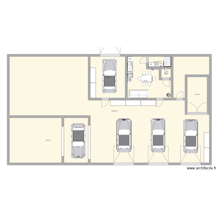 plan garage. Plan de 7 pièces et 283 m2