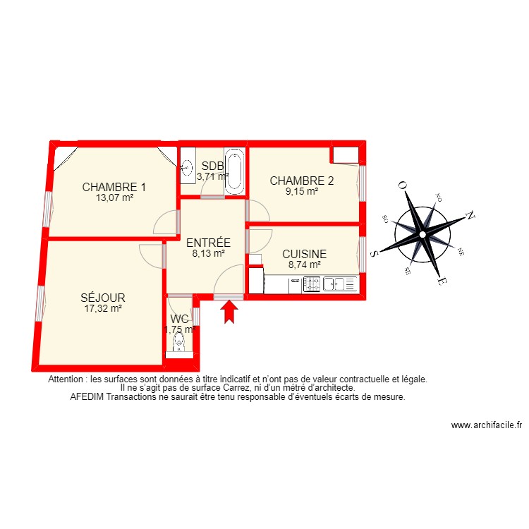 BI 21412 - . Plan de 10 pièces et 67 m2