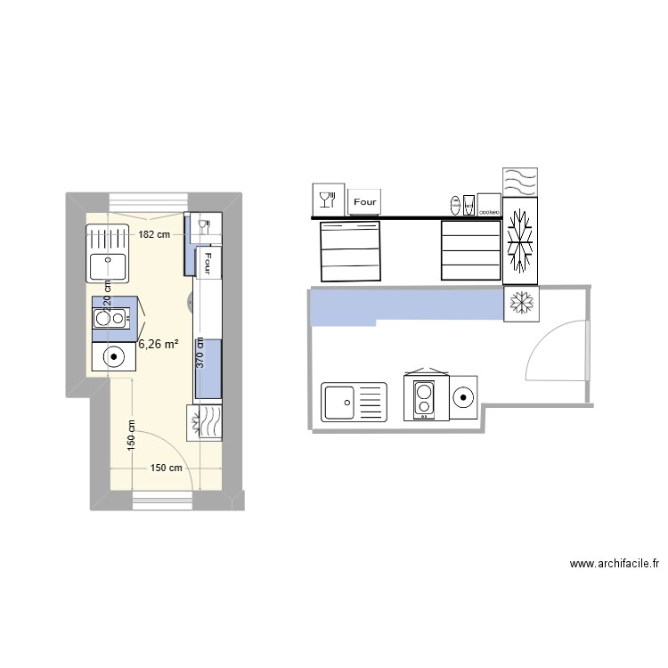 chambre plantes. Plan de 1 pièce et 6 m2