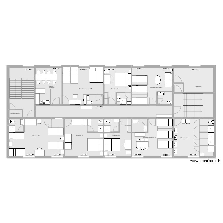 GITE 1er étage. Plan de 41 pièces et 269 m2