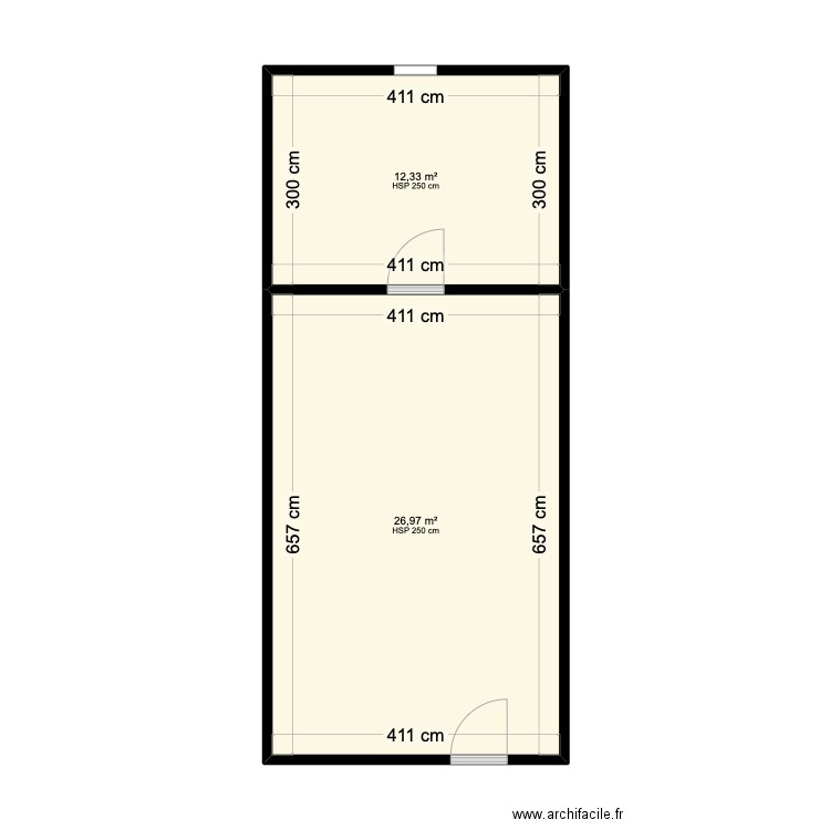 Lyon 8 - pour archi 3D. Plan de 2 pièces et 39 m2