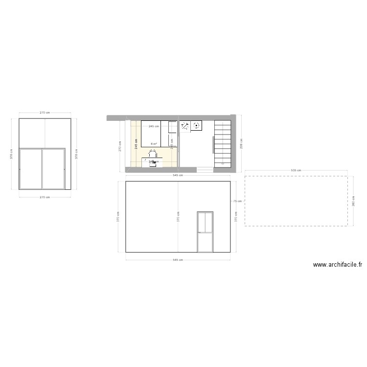 DEPENDANCE. Plan de 1 pièce et 6 m2