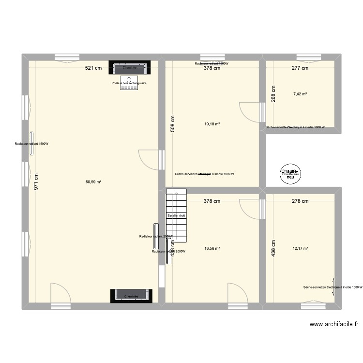 Maison Charette Varennes. Plan de 5 pièces et 106 m2