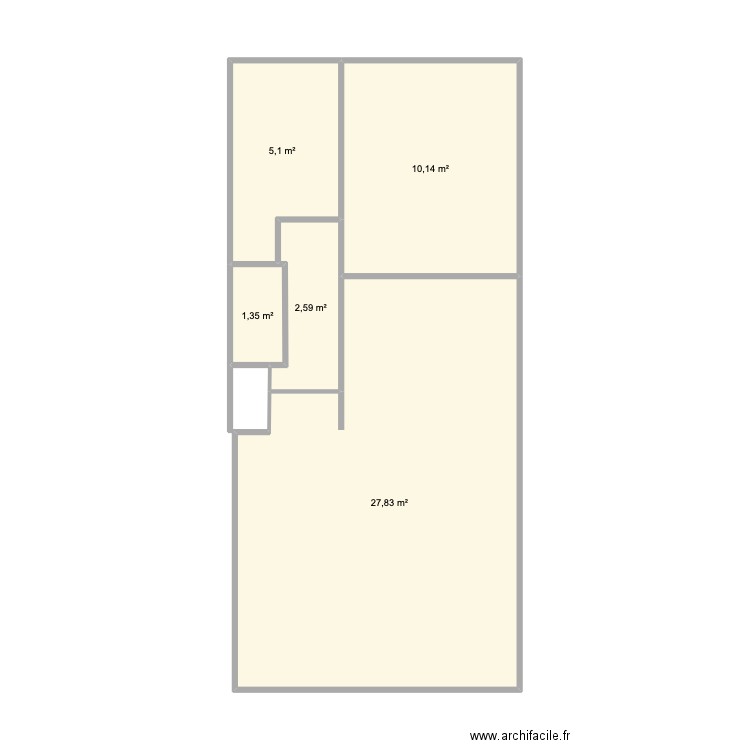 K1D 2. Plan de 5 pièces et 47 m2