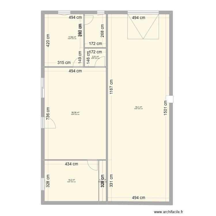 studio . Plan de 6 pièces et 147 m2