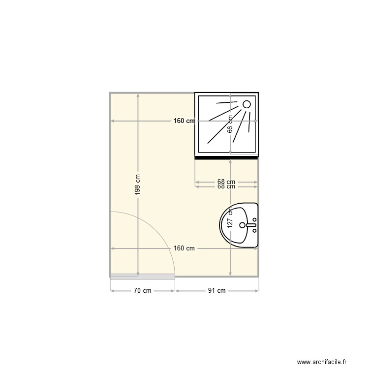 salle de bain K. Plan de 1 pièce et 3 m2