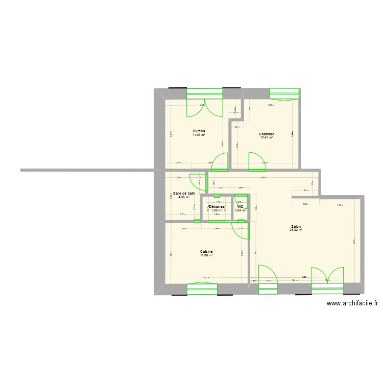 Appart castel. Plan de 7 pièces et 69 m2