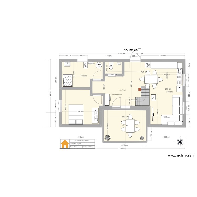 maison MEUSSIA.V4. Plan de 4 pièces et 134 m2