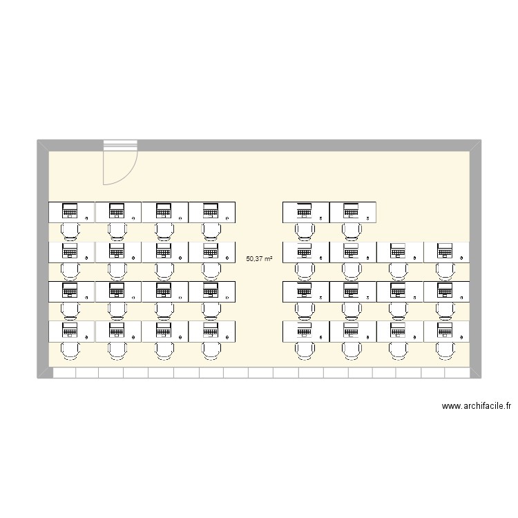 plan classe. Plan de 1 pièce et 50 m2