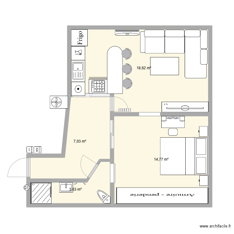 MAISON EL HARACH. Plan de 4 pièces et 44 m2